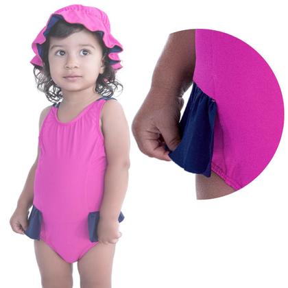Imagem de Maiô De Bebês Com Babadinho e Chapéuzinho Dupla Face