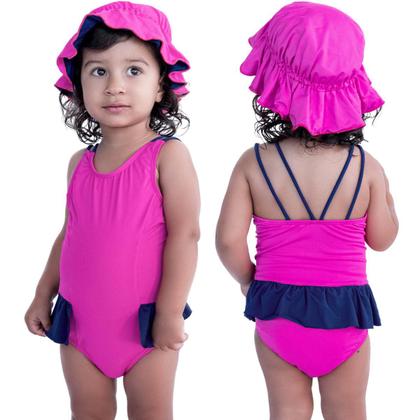 Imagem de Maiô De Bebês Com Babadinho e Chapéuzinho Dupla Face