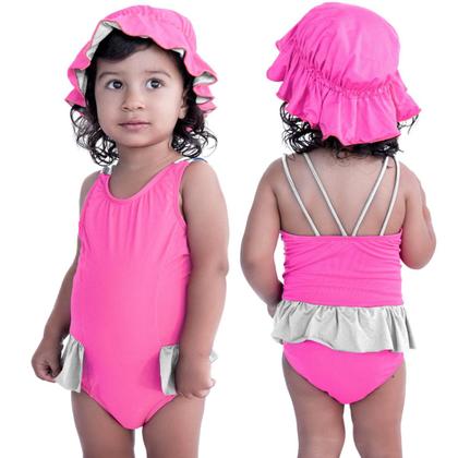 Imagem de Maiô De Bebês Com Babadinho e Chapéuzinho Dupla Face