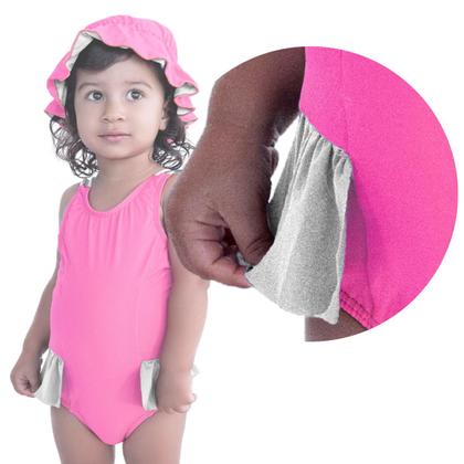 Imagem de Maiô De Bebês Com Babadinho e Chapéuzinho Dupla Face