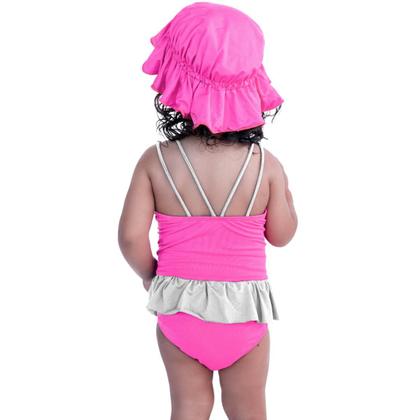 Imagem de Maiô De Bebês Com Babadinho e Chapéuzinho Dupla Face