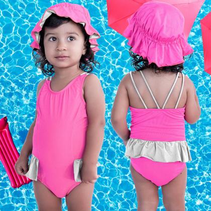 Imagem de Maiô De Bebês Com Babadinho e Chapéuzinho Dupla Face