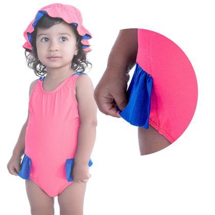 Imagem de Maiô De Bebês Com Babadinho e Chapéuzinho Dupla Face