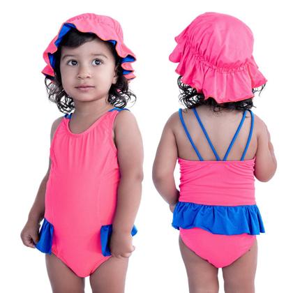 Imagem de Maiô De Bebês Com Babadinho e Chapéuzinho Dupla Face