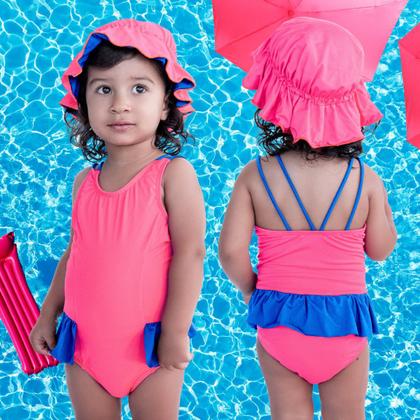 Imagem de Maiô De Bebês Com Babadinho e Chapéuzinho Dupla Face