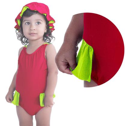 Imagem de Maiô De Bebês Com Babadinho e Chapéuzinho Dupla Face