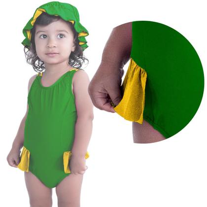 Imagem de Maiô De Bebês Com Babadinho e Chapéuzinho Dupla Face
