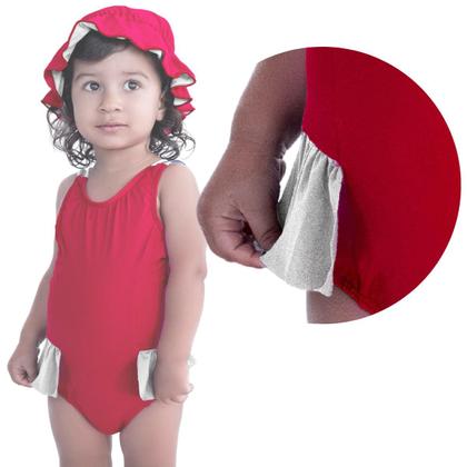 Imagem de Maiô De Bebês Com Babadinho e Chapéuzinho Dupla Face