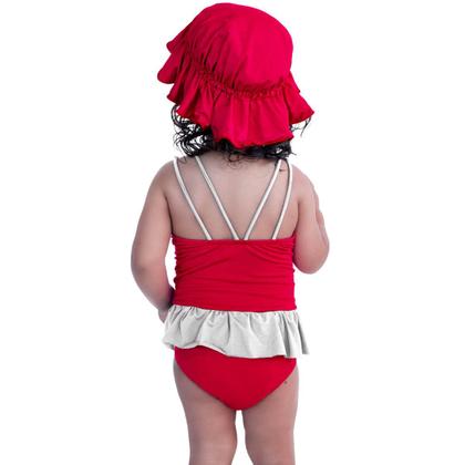 Imagem de Maiô De Bebês Com Babadinho e Chapéuzinho Dupla Face