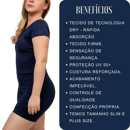 Imagem de Maiô de Hidroginástica de perninha Macaquinho Natação Com Bojo Proteção Uv50+ Com Sustentabilidade