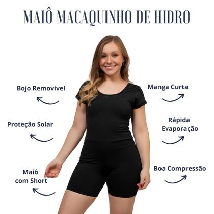 Imagem de Maiô de Hidroginástica de perninha Macaquinho Natação Com Bojo Proteção Uv50+ Com Sustentabilidade