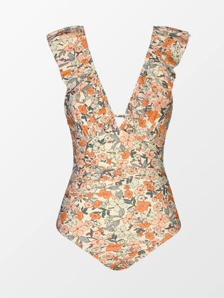 Imagem de Maiô de peça única CUPSHE com decote em V profundo com babados e estampa floral