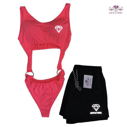 Imagem de Maiô Engana Mamãe com Bojo + Short Suplex Estampa Refletiva