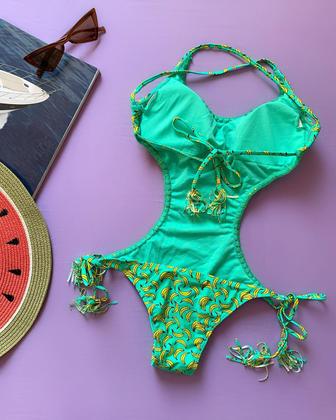 Imagem de Maiô Feminino Engana Mamãe Cropped com Bojo Estampado e Calcinha com Amara Lateral