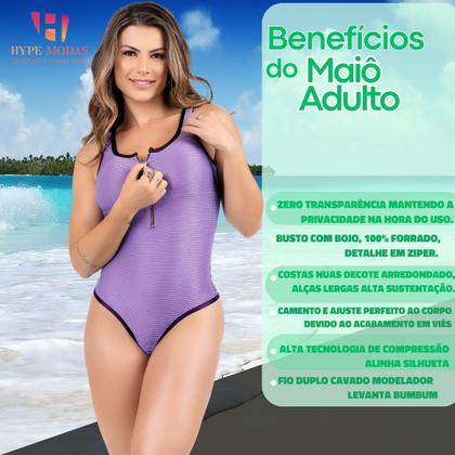 Imagem de Maiô Feminino Fio Duplo Com Zíper No Busto Costas Cavadas