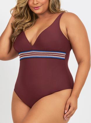 Imagem de Maiô Feminino, Plus Size, Sem Bojo, Barolo, Elastic, Até 54