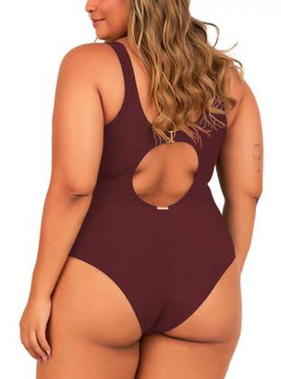 Imagem de Maiô Feminino, Plus Size, Sem Bojo, Barolo, Elastic, Até 54