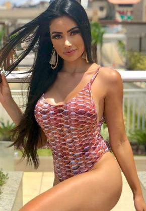 Imagem de Maiô Feminino Sem Bojo Alças Finas Estampado Com Costa Nua