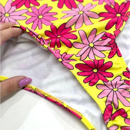 Imagem de Maiô Forrado Estampado Com Proteção Solar Uv Babados C/ Bojo