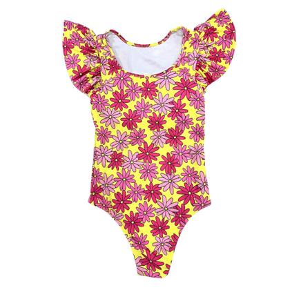 Imagem de Maiô Forrado Estampado Com Proteção Solar Uv Babados C/ Bojo