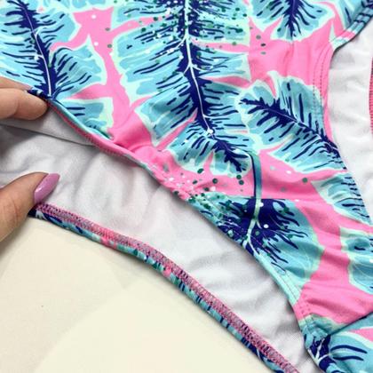 Imagem de Maiô Forrado Estampado Com Proteção Solar Uv Babados C/ Bojo