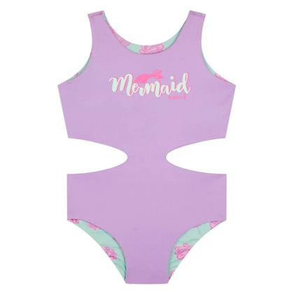 Imagem de Maiô Infantil Kukiê Dupla Face com Proteção UV50+ Estampa Sereia