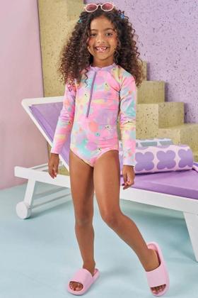 Imagem de Maiô Infantil Kukiê Verão Manga Longa Colorido Tartaruguinha