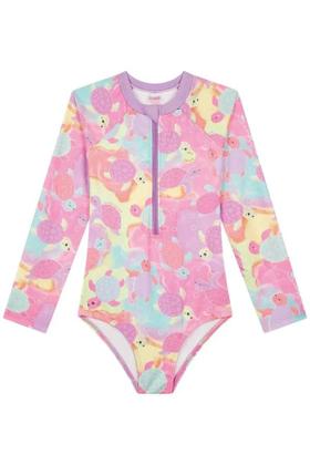 Imagem de Maiô Infantil Kukiê Verão Manga Longa Colorido Tartaruguinha