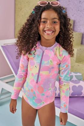 Imagem de Maiô Infantil Kukiê Verão Manga Longa Colorido Tartaruguinha