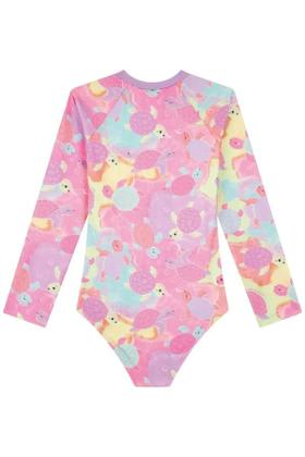 Imagem de Maiô Infantil Kukiê Verão Manga Longa Colorido Tartaruguinha