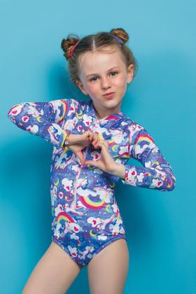 Imagem de Maiô Infantil Manga Longa com Zíper Estampado