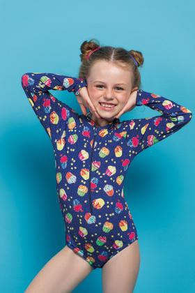 Imagem de Maiô Infantil Manga Longa com Zíper Estampado