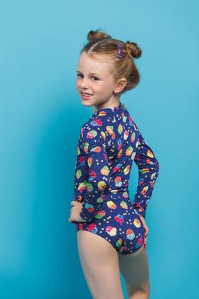 Imagem de Maiô Infantil Manga Longa com Zíper Estampado