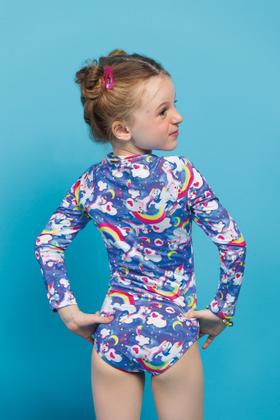 Imagem de Maiô Infantil Manga Longa com Zíper Estampado