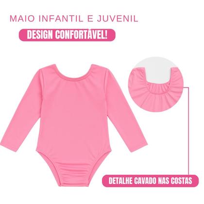 Imagem de Maiô Infantil Manga Longa Proteção Solar Body Liso Básico