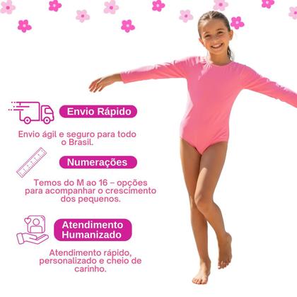 Imagem de Maiô Infantil Manga Longa Proteção Solar Body Liso Básico