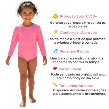 Imagem de Maiô Infantil Manga Longa Proteção Solar Body Liso Básico