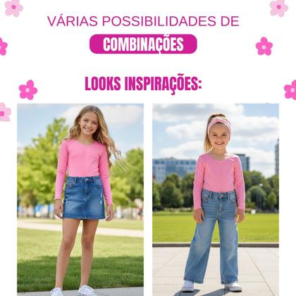 Imagem de Maiô Infantil Manga Longa Proteção Solar Body Liso Básico