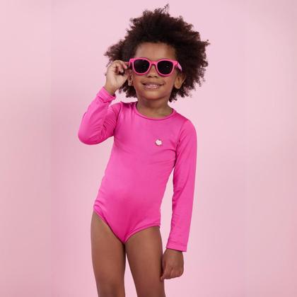 Imagem de Maiô Infantil Manga Longa Proteção UV 50+ Estampa que Revela na Água Pink