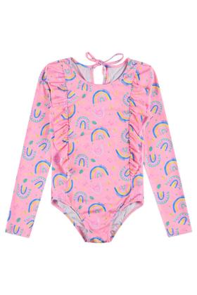 Maiô Infantil Manga Longa UV 50+ Details Suplex Rosa - Vida Costeira Imagem de Maiô Infantil Manga Longa UV 50+ Details Suplex Rosa