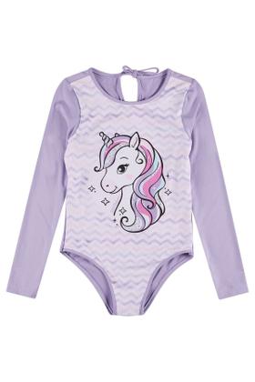 Imagem de Maiô Infantil Manga Longa UV 50+ Unicórnio Lilás