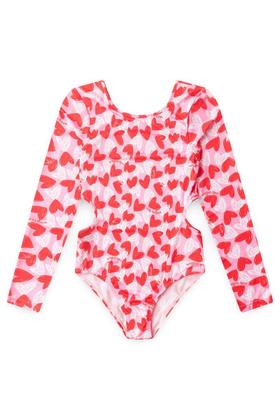 Imagem de Maiô Infantil Manga Longa UV50+ Corações Recortes Laterais