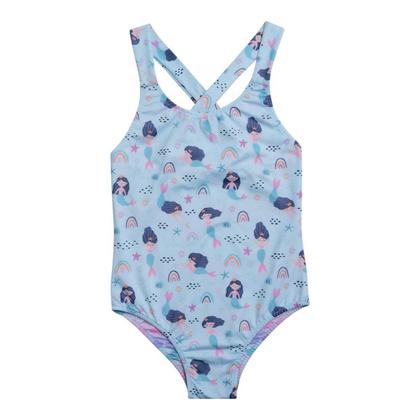 Imagem de Maiô Infantil Praia She Dupla Face Sereia Conforto Poliéster