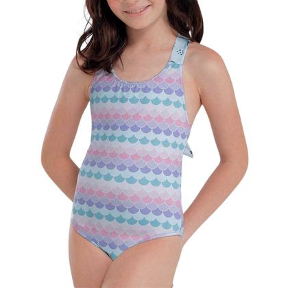 Imagem de Maiô Infantil Praia She Dupla Face Sereia Conforto Poliéster