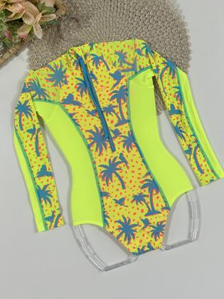 Imagem de Maiô Infantil Siri Kids Manga Longa Tati Tropical 40076