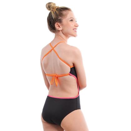 Imagem de Maiô Infanto Juvenil Engana Mamãe Preto com Neon UV50+