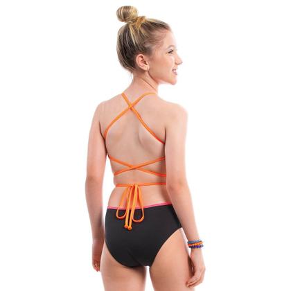 Imagem de Maiô Infanto Juvenil Engana Mamãe Preto com Neon UV50+