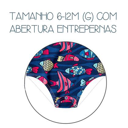 Imagem de Maiô Manga Longa Infantil Proteção UV 50+ Peixes Marinho Tip Top