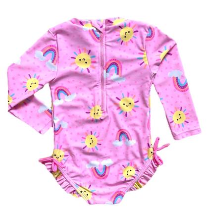 Imagem de Maiô Manga Longa Meninas Infantil Proteção Solares Uv 50