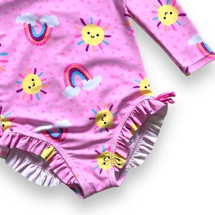 Imagem de Maiô Manga Longa Meninas Infantil Proteção Solares Uv 50